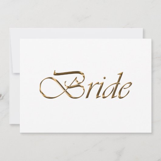 Bride Elegant Goldskript Hochzeitstisch-Platzkarte (Rückseite)