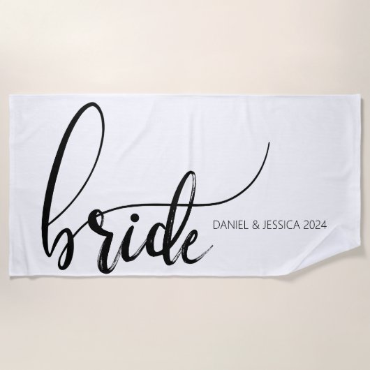 Bride Elegant Minimalistisch Wedding Beach Badtuch Strandtuch (Vorderseite)