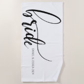 Bride Elegant Minimalistisch Wedding Beach Badtuch Strandtuch (Vorderseite)