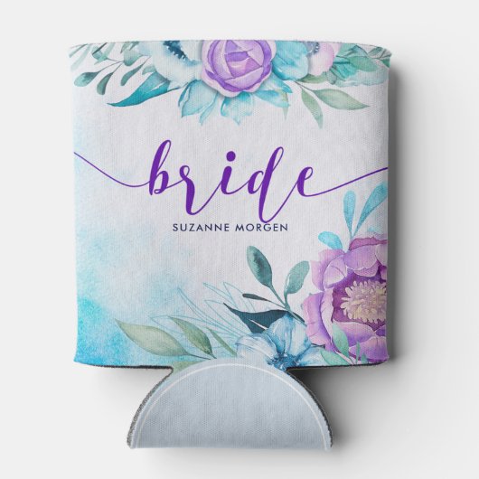 Bride Elegant Script Typografy & Boho Blume Dosenkühler (Rückseite)