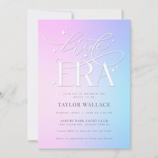 Bride Era Bridal Dusche Einladung (Vorderseite)