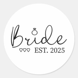 Bride Est. 2025 Bride zu Verlobung Runder Aufkleber