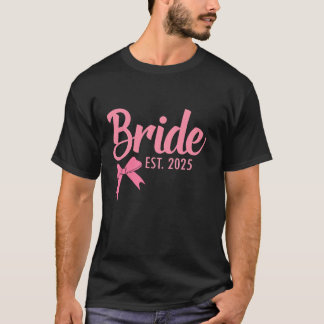 Bride Est 2025 Ehefrau Junggeselinnen-Abschied Wed T-Shirt