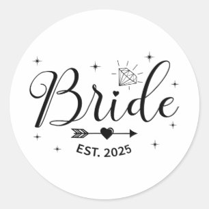 Bride Est. 2025 Frau Ehefrau Bachelorette Par Runder Aufkleber