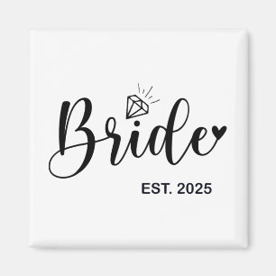 Bride Est. 2025 Verlobte Frau Ehefrau Junggesellin Magnet