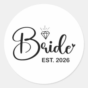 Bride Est. 2026 Frau Ehefrau Bachelorette Par Runder Aufkleber