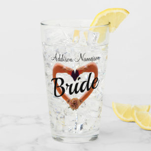 Bride Flamingo Wedding Heart Glas