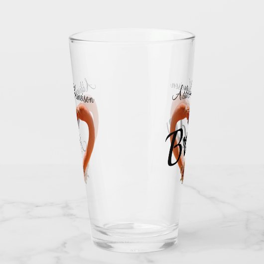 Bride Flamingo Wedding Heart Glas (Links)