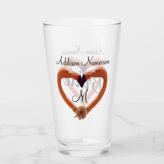 Bride Flamingo Wedding Heart Glas (Vorderseite)