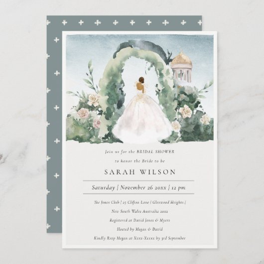 Bride Floral Arch Botanisches Brautparty laden Dankeskarte (Vorne/Hinten)