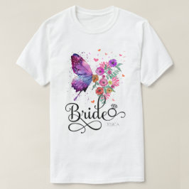 Bride Floral Boho Butterfly Name T - Shirt