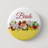 Bride Floral Bouquet Wedding Button (Vorderseite)