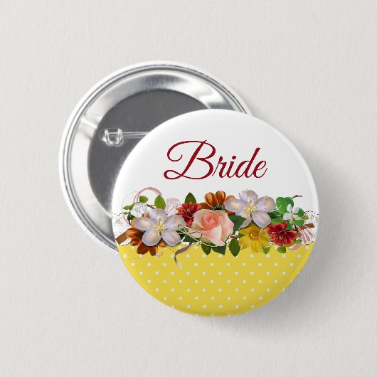 Bride Floral Bouquet Wedding Button (Vorne & Hinten)