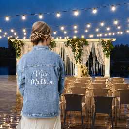 Bride Floral Heart Mit Monogramm Jeansjacke