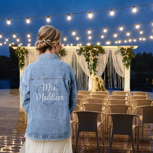 Bride Floral Heart Mit Monogramm Jeansjacke