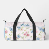Bride Floral Pink Blue Watercolor Wedding Duffle Bag (Vorderseite)
