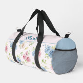 Bride Floral Pink Blue Watercolor Wedding Duffle Bag (Rechte Ecke)