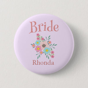 Bride Floral Wedding Brautparty Button