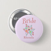 Bride Floral Wedding Brautparty Button (Vorne & Hinten)