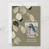Bride Foto Eucalyptus Dark Khaki Brautparty Einladung (Vorderseite)