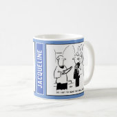 Bride Frage, die kleine Printwerbung zu lesen. Kaffeetasse (VorderseiteRechts)