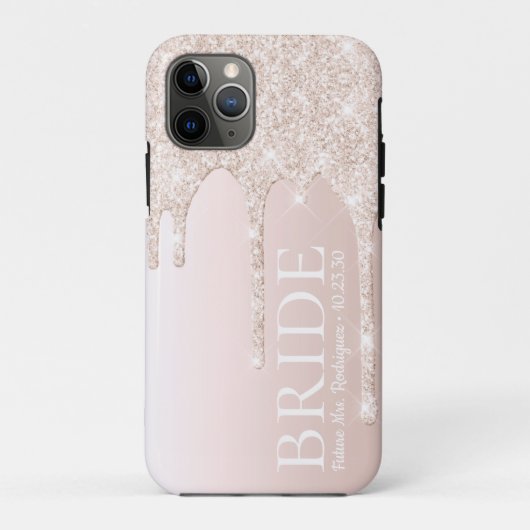 Bride Future Frau Blush Pink Glitzer Case-Mate iPhone Hülle (Rückseite)