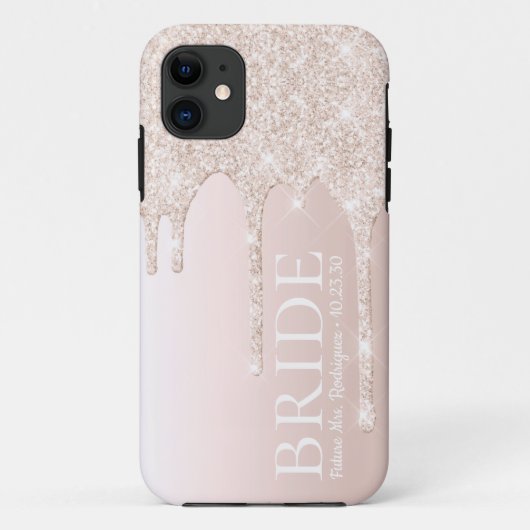 Bride Future Frau Blush Pink Glitzer Case-Mate iPhone Hülle (Rückseite)
