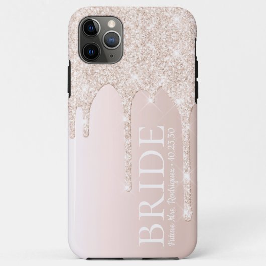 Bride Future Frau Blush Pink Glitzer Tropfen Case-Mate iPhone Hülle (Rückseite)