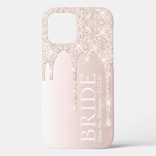 Bride Future Frau Blush Pink Glitzer Tropfen Case-Mate iPhone Hülle (Rückseite)