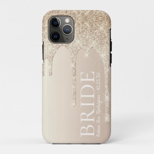 Bride Future Frau Gold Glitzer Tropfen Case-Mate iPhone Hülle (Rückseite)