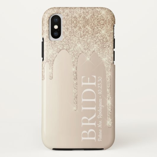 Bride Future Frau Gold Glitzer Tropfen Case-Mate iPhone Hülle (Rückseite)