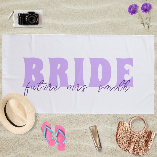 Bride Future Frau Individuelle Name White und Lave Strandtuch