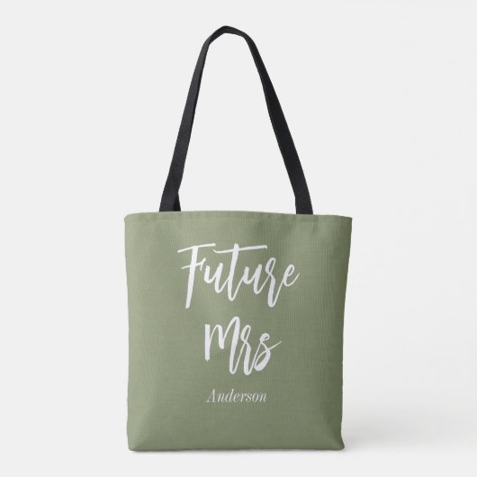 Bride Future Frau Sage Green Tote Bag Tasche (Rückseite)
