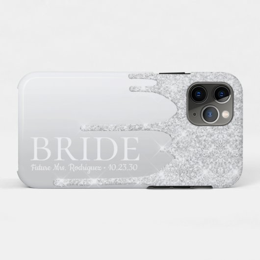 Bride Future Frau Silver Glitzer Tropfen Case-Mate iPhone Hülle (Rückseite (Horizontal))
