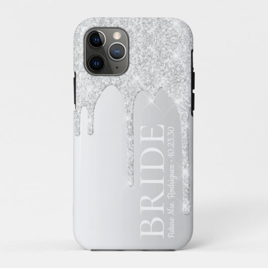 Bride Future Frau Silver Glitzer Tropfen Case-Mate iPhone Hülle (Rückseite)