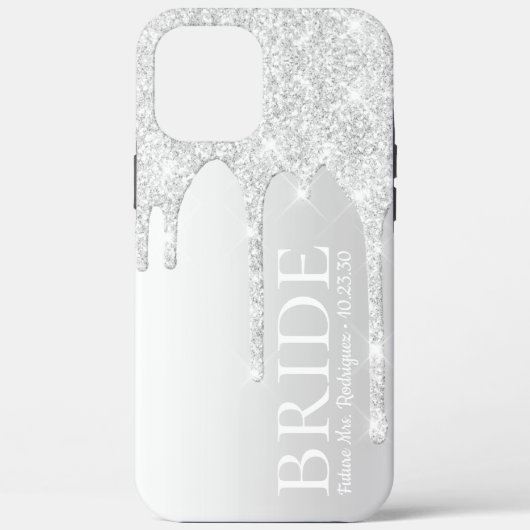 Bride Future Frau Silver Glitzer Tropfen Case-Mate iPhone Hülle (Rückseite)