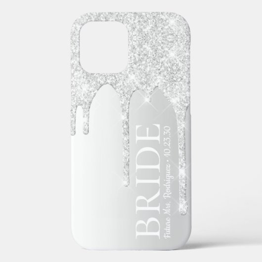 Bride Future Frau Silver Glitzer Tropfen Case-Mate iPhone Hülle (Rückseite)