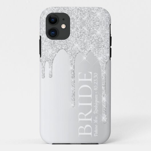 Bride Future Frau Silver Glitzer Tropfen Case-Mate iPhone Hülle (Rückseite)