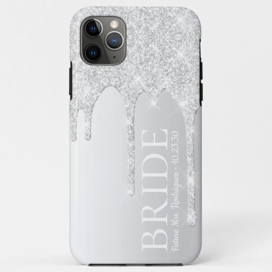 Bride Future Frau Silver Glitzer Tropfen Case-Mate iPhone Hülle (Rückseite)