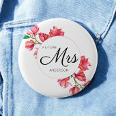 Bride Future Frau White Floral Wedding Button