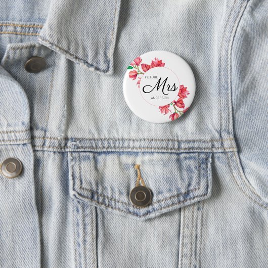 Bride Future Frau White Floral Wedding Button (Beispiel)