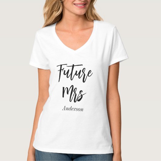 Bride Future Mrs. Wedding Schwarz-weiß T-Shirt (Vorderseite)