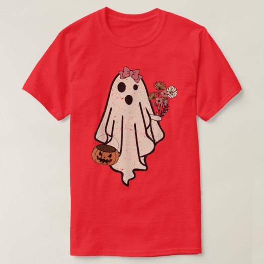 Bride Ghost Funny Halloween Boo Pumpkins Blume T-Shirt (Design vorne)