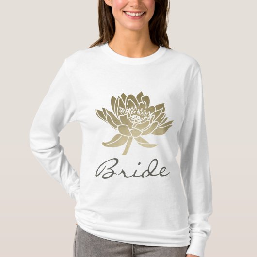 BRIDE GLAMOROUS PALE GOLD WHITE LOTUS FLORAL T-Shirt (Vorderseite)