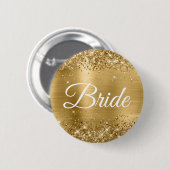 Bride Glittery Gold Foil Button (Vorne & Hinten)