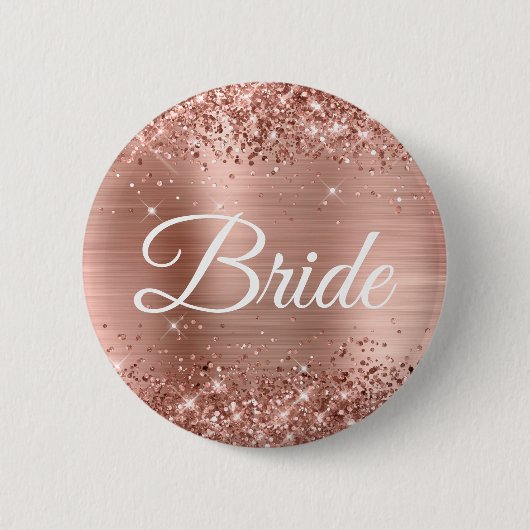Bride Glittery Rose Gold Foil Button (Vorderseite)