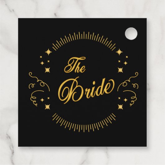 Bride Gold Black Wedding Elegant Classic Geschenkanhänger (Rückseite)