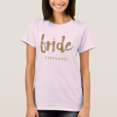 Bride Gold Glitzer Junggeselinnen-Abschied T-Shirt (Vorderseite)