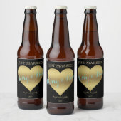 BRIDE Gold Heart Glam Wedding Suite Dusche Party Bierflaschenetikett (Flaschen)