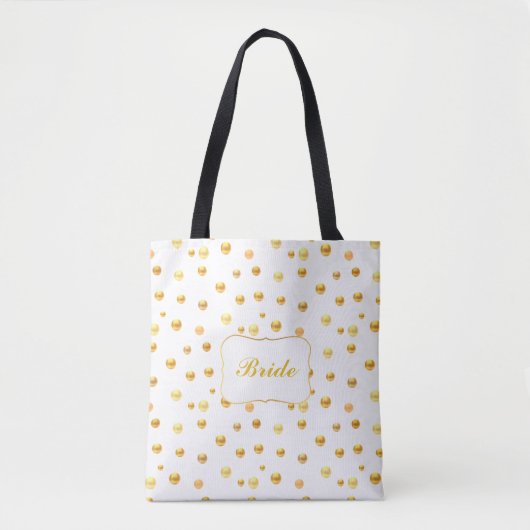 Bride Gold Polka Dots Tote Bag Tasche (Vorderseite)